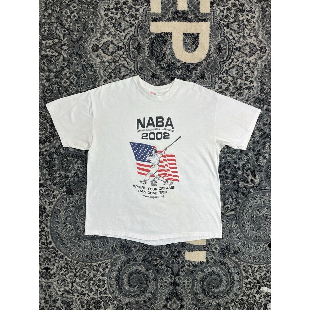 Vintage 2002 NABA National Adult Baseball Men's XL White Championship T-Shirt